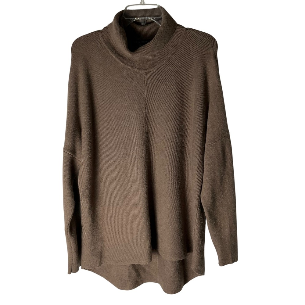 Universal Standard Chevron-Knit Turtleneck Sweater Oversized Mocha Brown Size XS